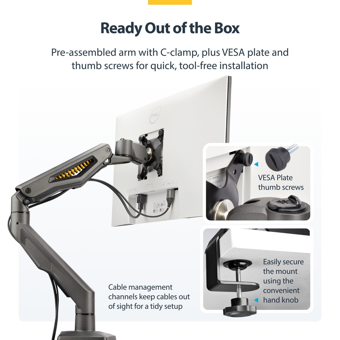 StarTech.com Desk Mount Monitor Arm, Up To 32" Display, Max 22lb/10kg, VESA