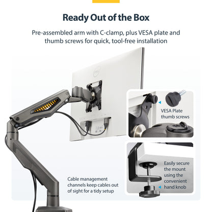 StarTech.com Desk Mount Monitor Arm, Up To 32" Display, Max 22lb/10kg, VESA
