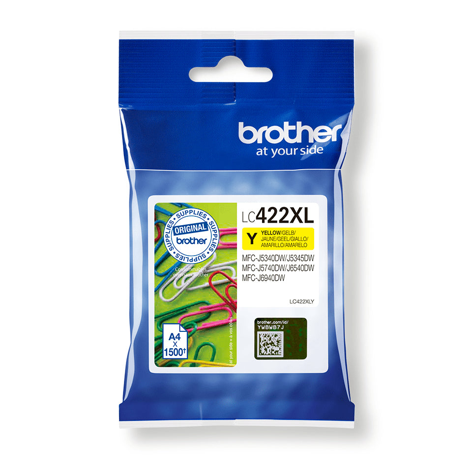 Brother LC-422XLY Yellow Ink Cartridge (1.5K pages, Brother MFC-J 5340)