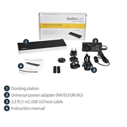 StarTech.com Triple-Monitor 1x 2x USB Docking Station