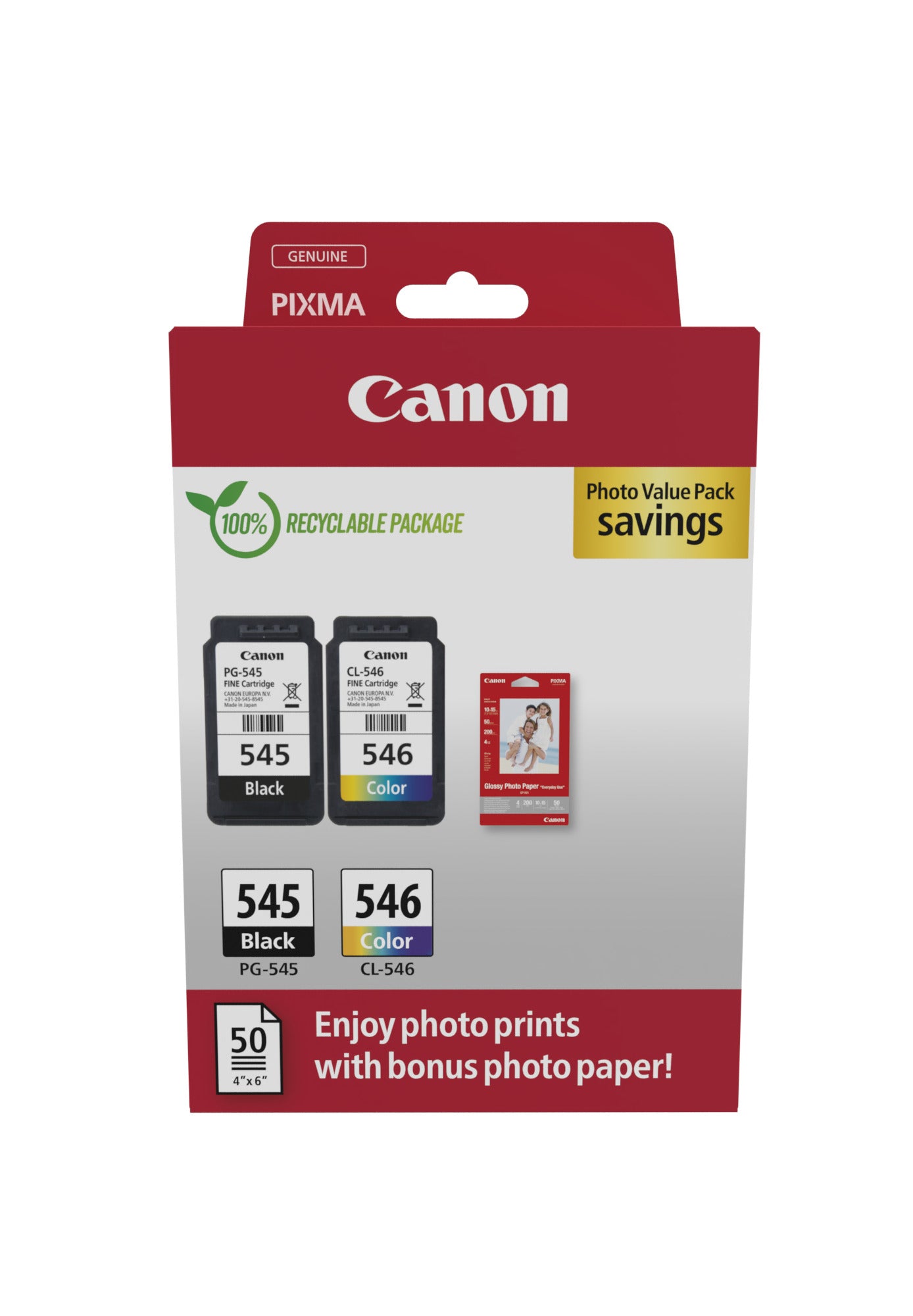 Canon 8287B008/PG-545+CL-546 Black Ink Cartridge (180 pages, Canon Pixma MG 2450)