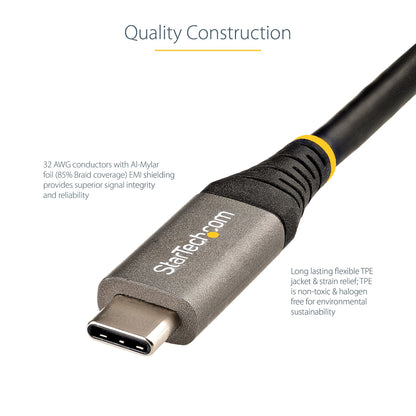 StarTech.com 1.6ft (50cm) USB-C Cable, USB 10Gbps, 100W (5A) Power Delivery, 8K 60Hz