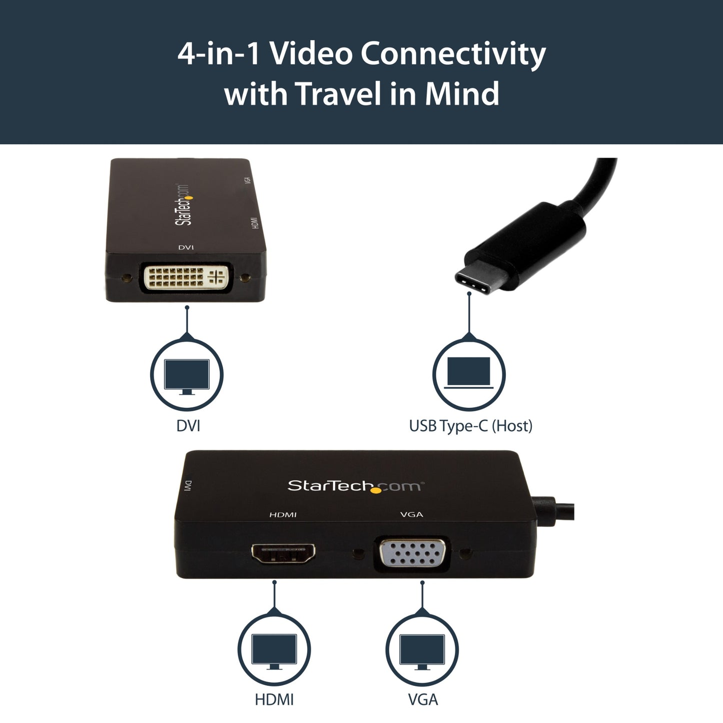 StarTech.com USB-C Multiport Video Adapter - 3-in-1 - 4K 30Hz - Black Hub
