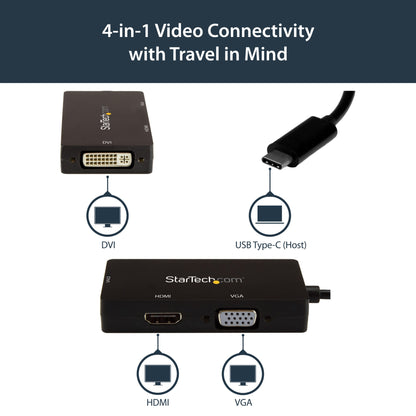 StarTech.com USB-C Multiport Video Adapter - 3-in-1 - 4K 30Hz - Black Hub