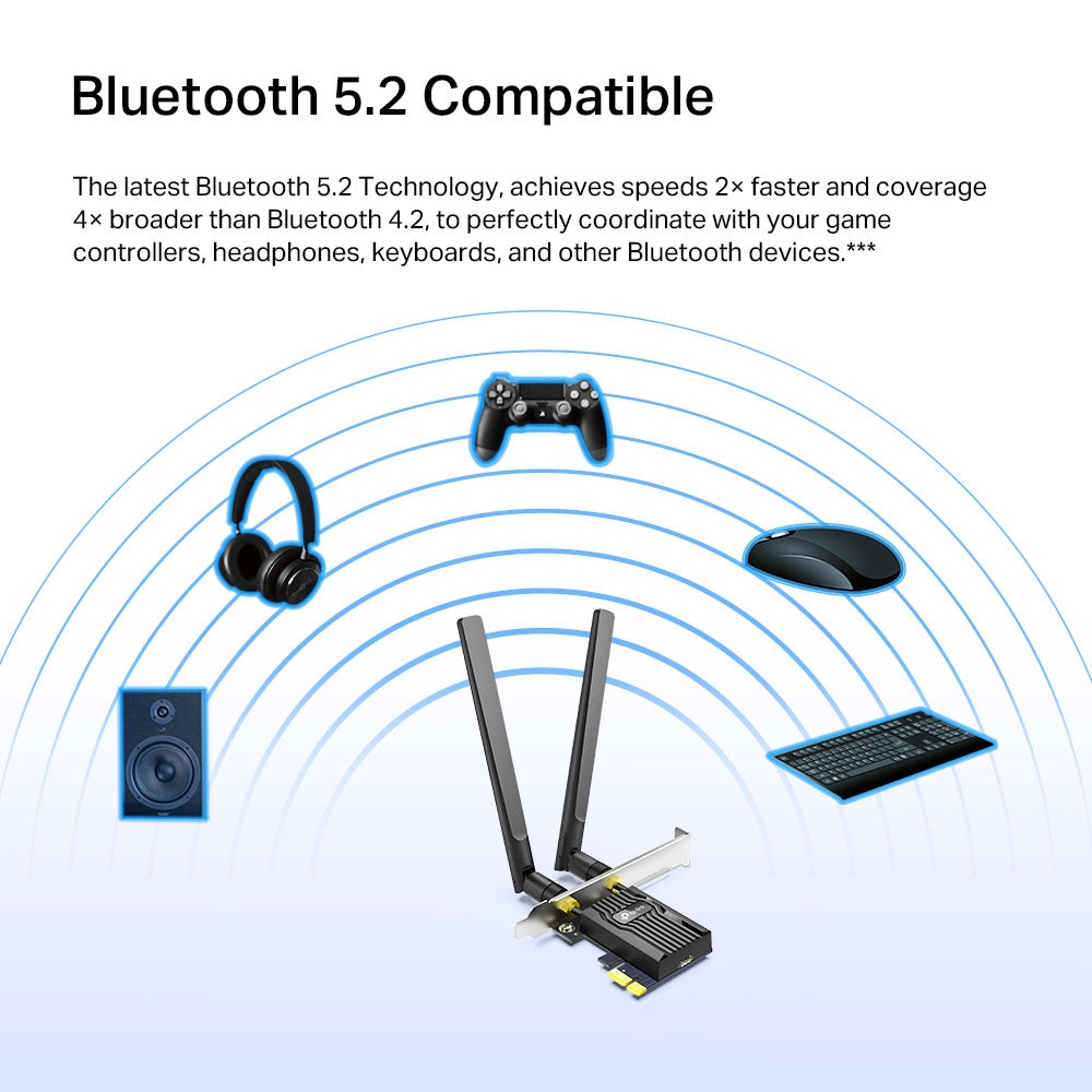 TP-LINK Archer AX3000 Wi-Fi 6 Bluetooth 5.2 PCIe Adapter