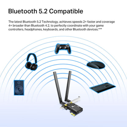 TP-LINK Archer AX3000 Wi-Fi 6 Bluetooth 5.2 PCIe Adapter