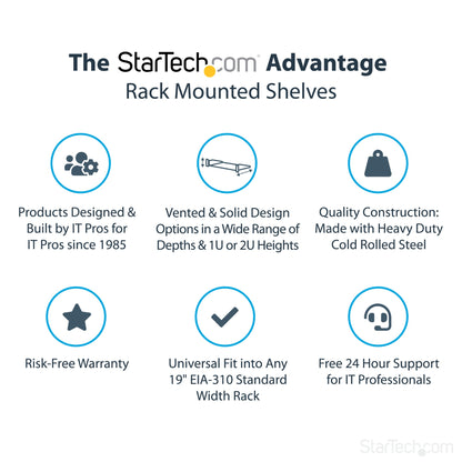 StarTech.com 2U Server Rack Shelf - Universal Rack Mount Cantilever Shelf for 19" (SHELFHD)