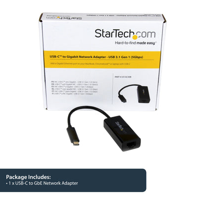StarTech.com USB-C to Gigabit Ethernet Adapter, Black, Thunderbolt 3 / 4 Compatible