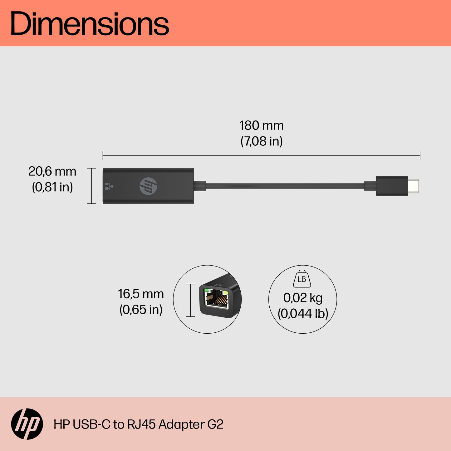 HP USB-C to RJ45 Adapter G2 Hub