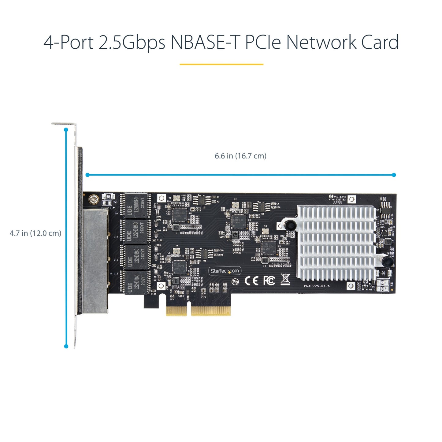 StarTech.com 4-Port 2.5Gbps NBASE-T PCIe Network Card, Intel I225-V, Quad-Port Network Adapter