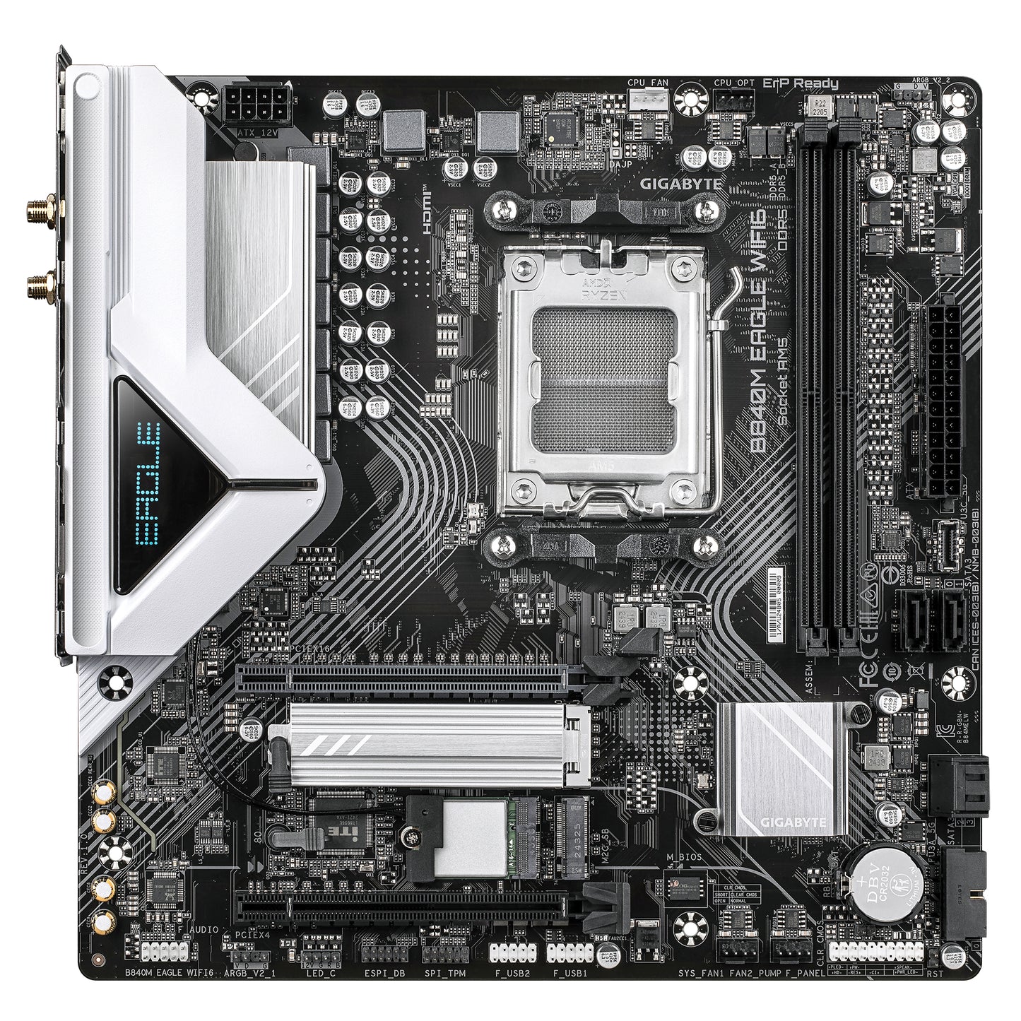 Gigabyte B840M EAGLE WIFI6 Motherboard - AMD Ryzen 9000 CPUs, 5+2+2 Phases VRM, up