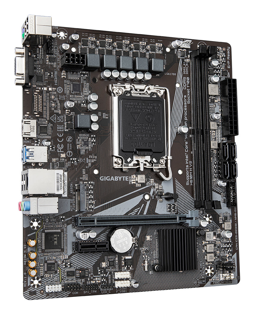 Gigabyte H610M H V2 Motherboard - Supports Intel Core 14th CPUs, 4+1+1 Hybrid