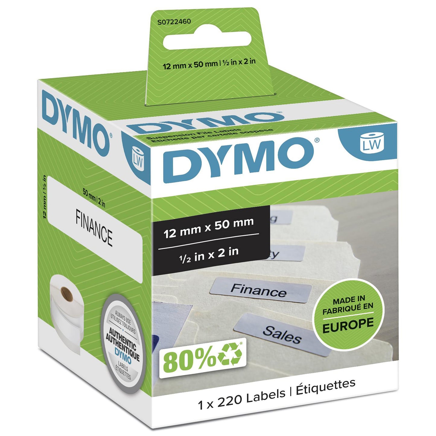 DYMO 99017/S0722460 DirectLabel-etikettes 50mm x 12mm for Dymo 400 Duo/60mm Labels