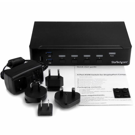 StarTech.com 4-Port DisplayPort KVM Switch - USB 3.0 - 4K 30Hz - TAA