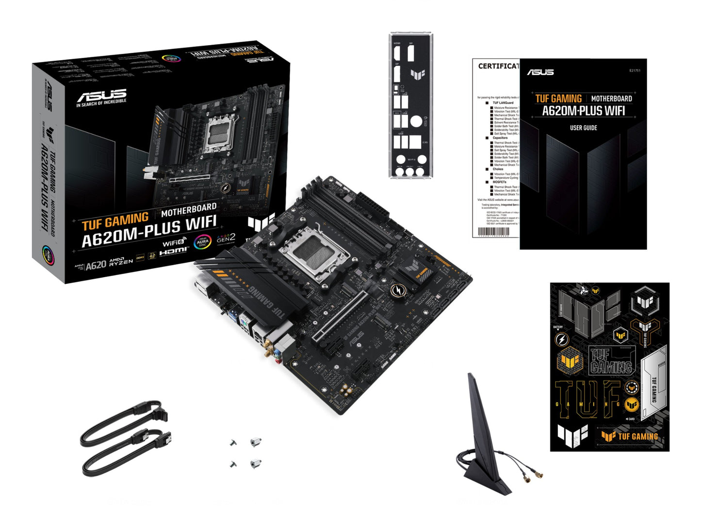 ASUS TUF GAMING A620M-PLUS WIFI AMD A620 Socket AM5 micro ATX Motherboard