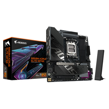 Gigabyte B850M AORUS ELITE WIFI6E Motherboard - AMD Ryzen 9000 Series CPUs, 12+2+2