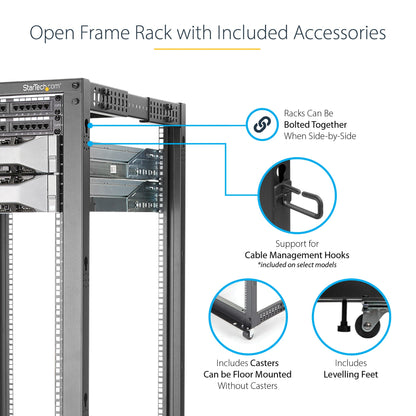 StarTech.com 42U 4-Post Server Rack, 19in Open Frame Rack with 40in (101cm) Mounting