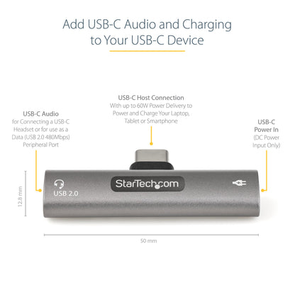 StarTech.com USB C Audio & Charge Adapter - USB-C Audio Adapter w/ USB-C Audio Hub