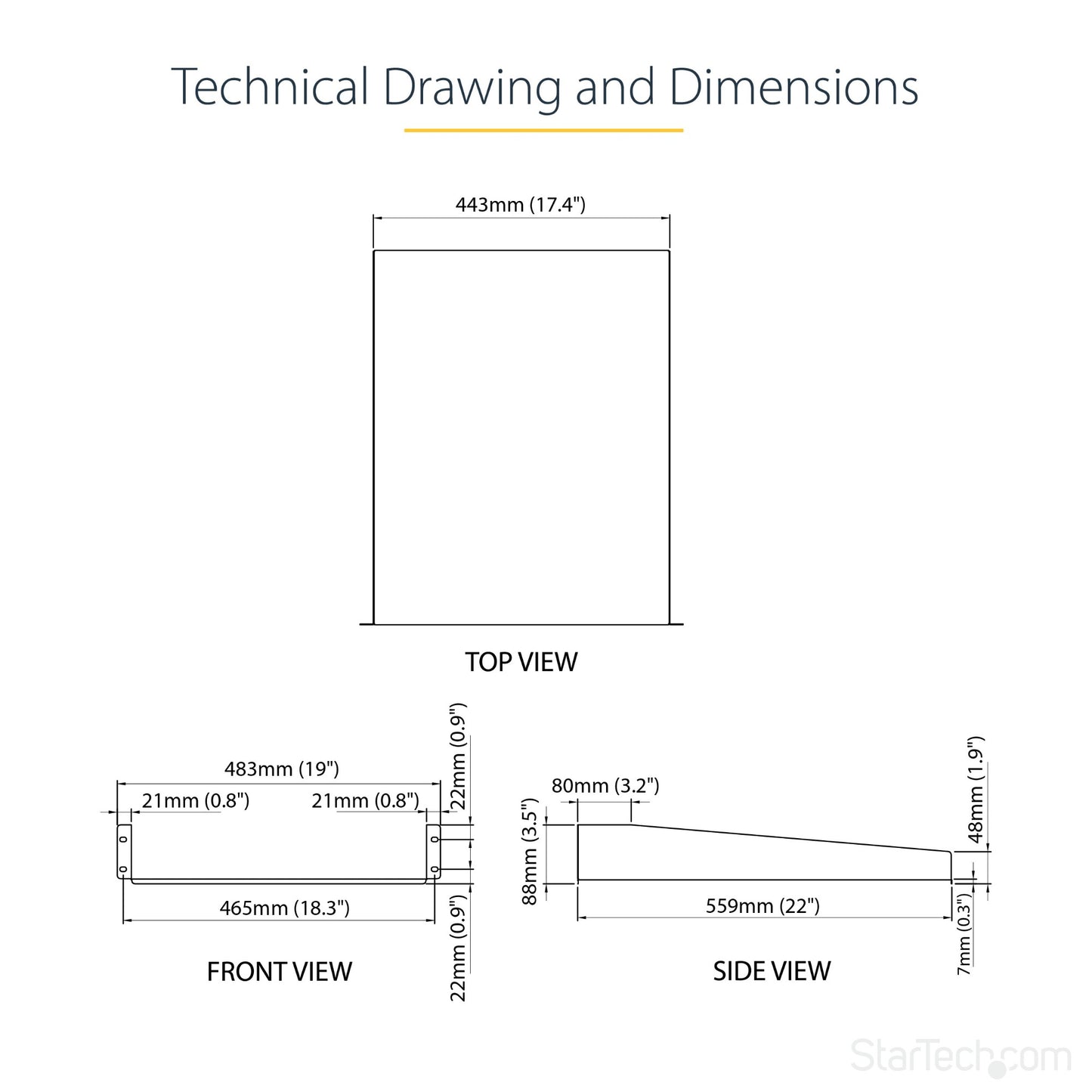 StarTech.com 2U Server Rack Shelf - Universal Rack Mount Cantilever Shelf for 19" (SHELF22)