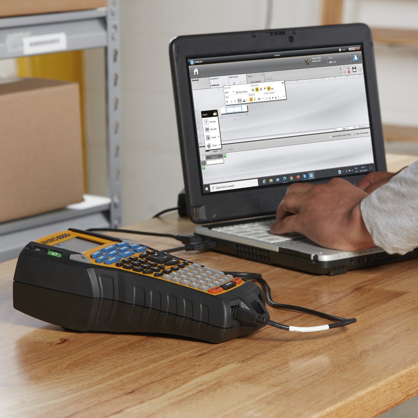 DYMO Rhino 6000+ Industrial Label Maker | Computer Connected Label Maker with Hard Label Printer