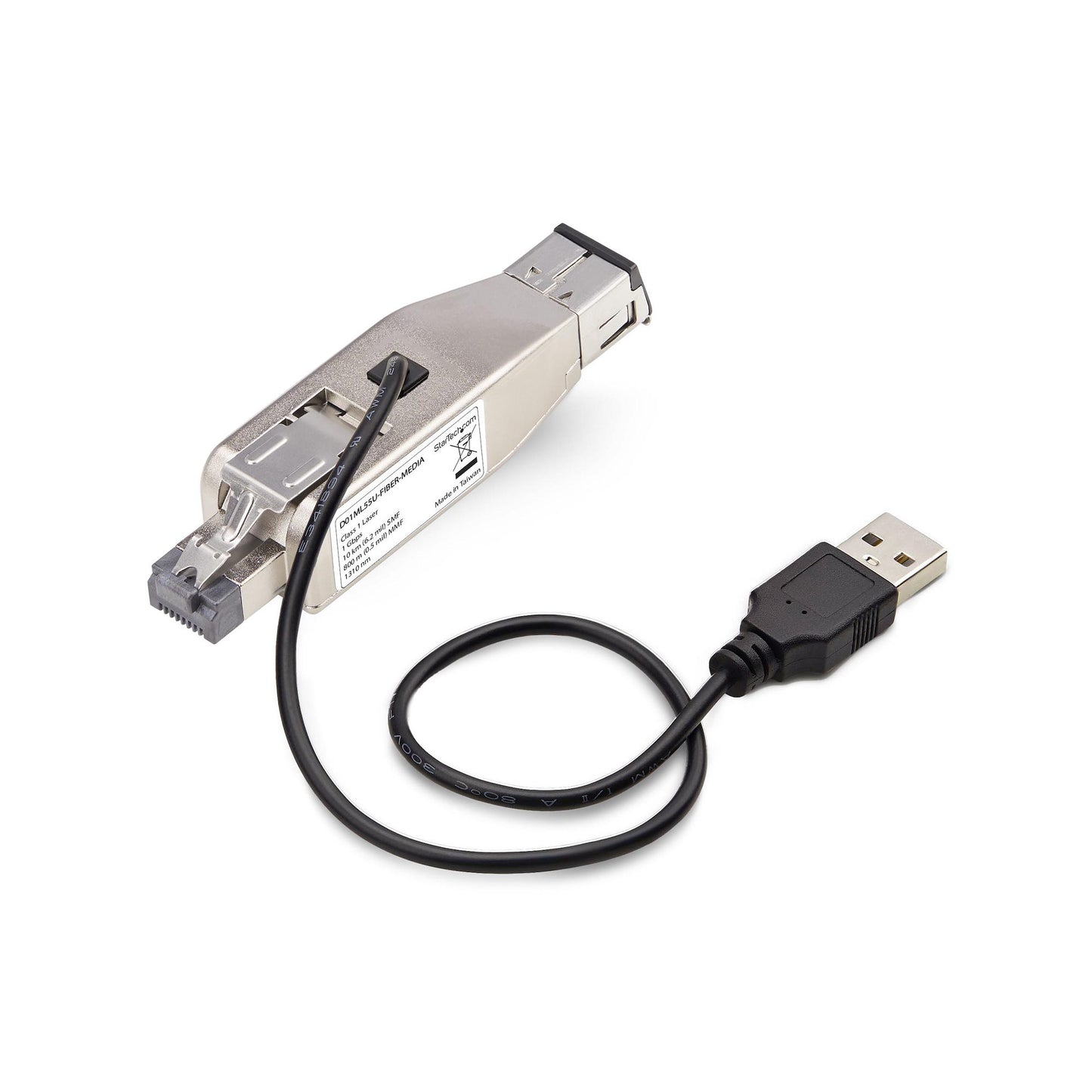 StarTech.com Gigabit Fiber to RJ45 Ethernet Media Converter Dongle, Optical Singlemode 10km/Multimode 800m, USB Powered, Compact Design, Metal Housing, Micro Mini, TAA Networking
