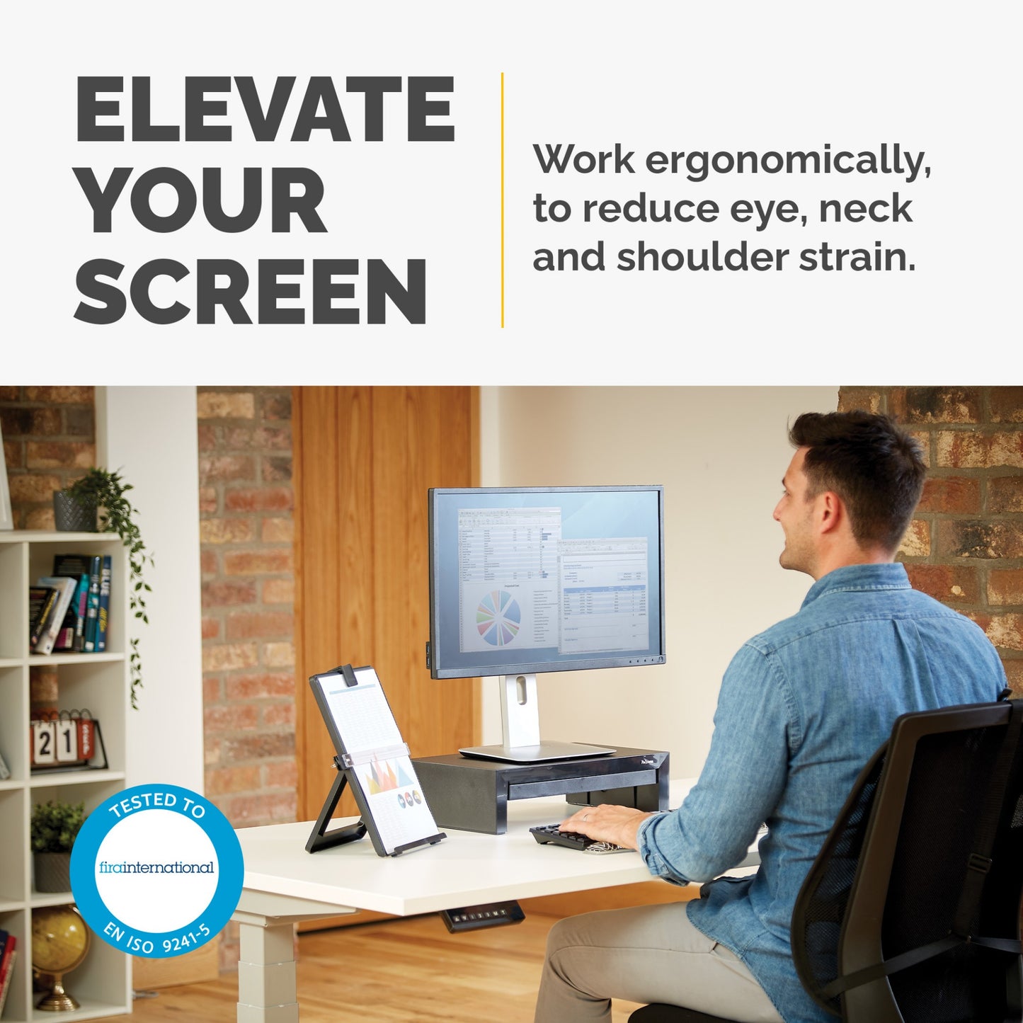 Fellowes Computer Monitor Stand with 3 Height Adjustments - Designer Suites Monitor Mount