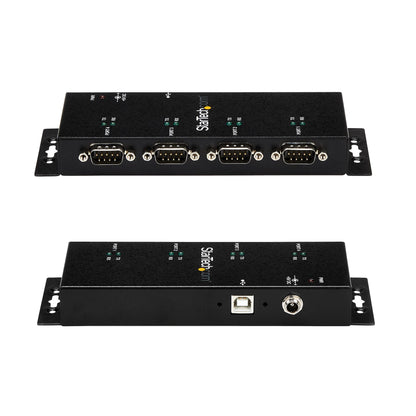 StarTech.com 4 Port USB to DB9 RS232 Serial Adapter Hub – Industrial DIN Rail and