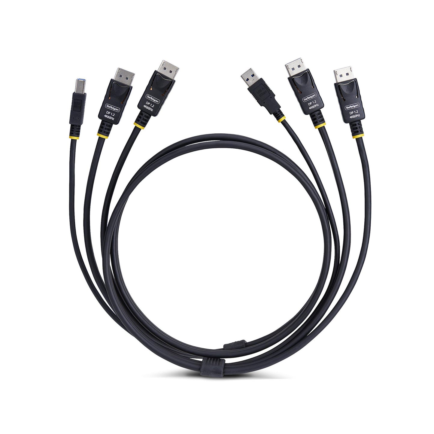 StarTech.com 6ft (1.8m) Dual-DisplayPort and USB 5Gbps KVM Cable, 4K 60Hz
