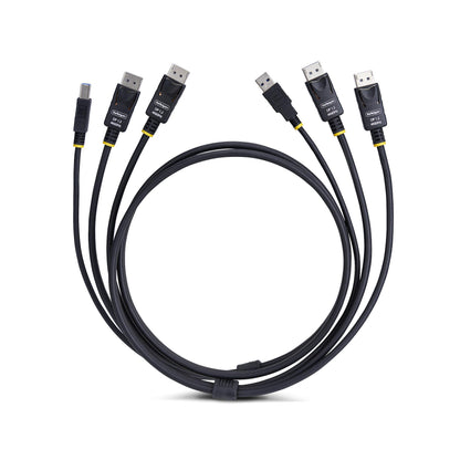 StarTech.com 6ft (1.8m) Dual-DisplayPort and USB 5Gbps KVM Cable, 4K 60Hz