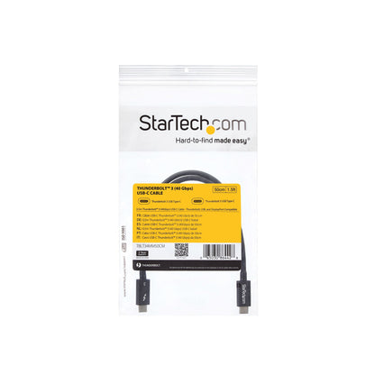StarTech.com 50cm (1.6ft) Thunderbolt 3 Cable, 40Gbps, 100W PD, 4K/5K, Thunderbolt