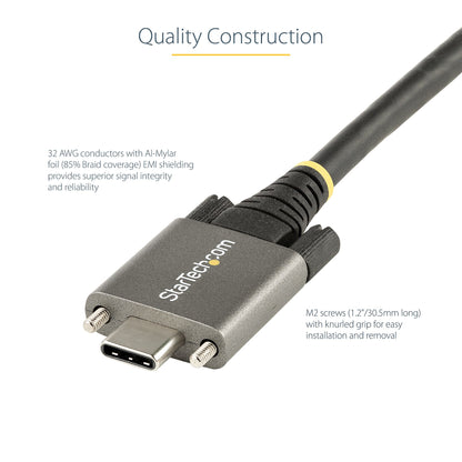 StarTech.com 3ft (1m) USB-C Cable, Side Screw Locking, USB 10Gbps, 100W (5A) Power