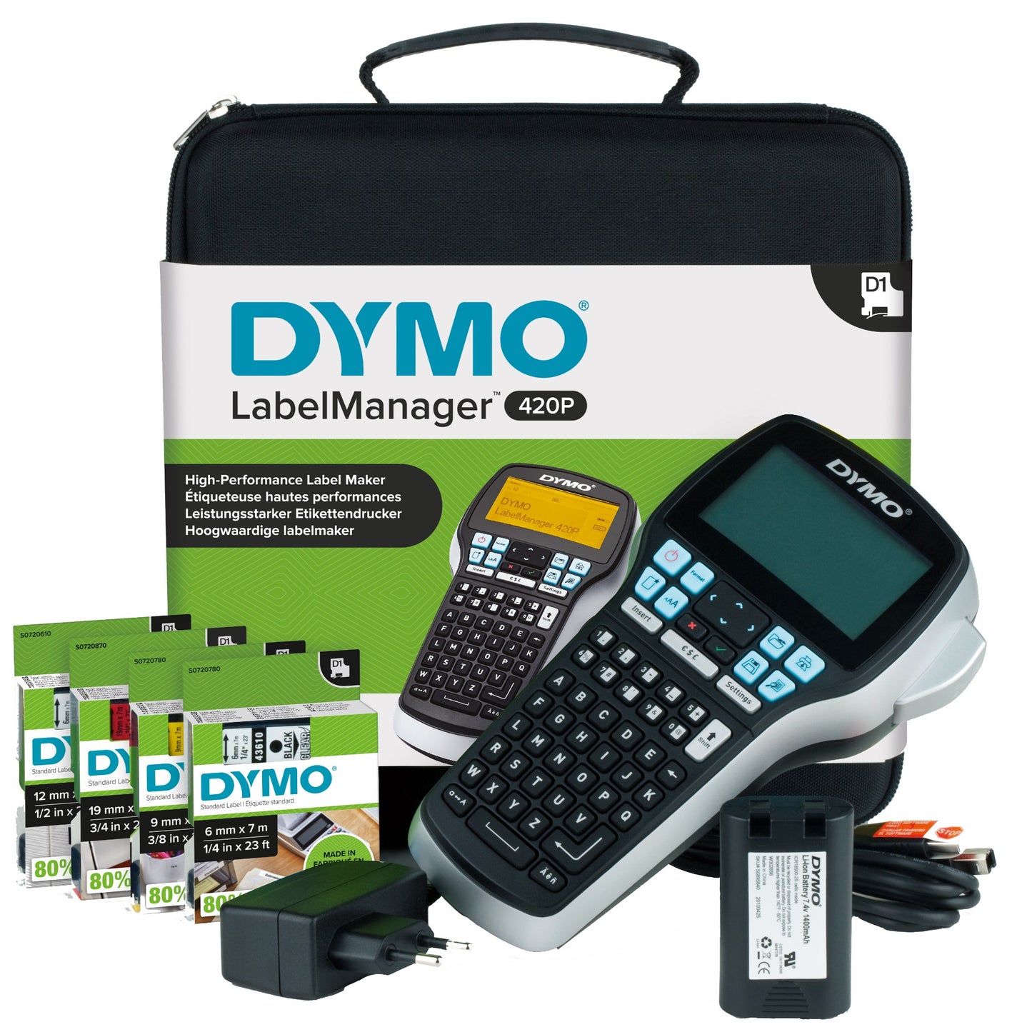 DYMO LabelManager 420P High Performance Rechargeable Portable Label Maker Kit | ABC Label Printer