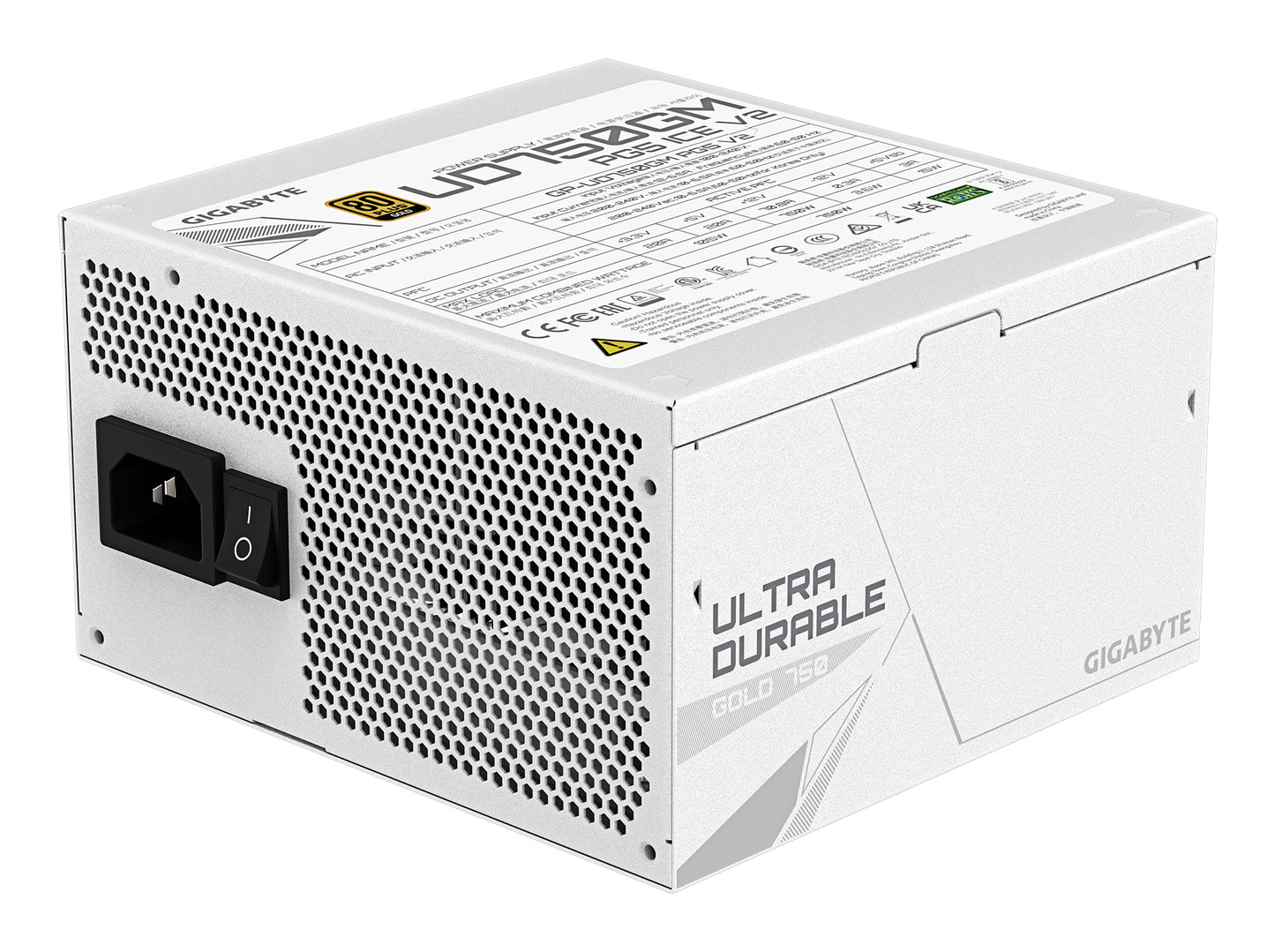 Gigabyte UD750GM PG5 V2 ICE Power Supply Unit- PCIe Gen 5.1, 80 PLUS Gold, Fully