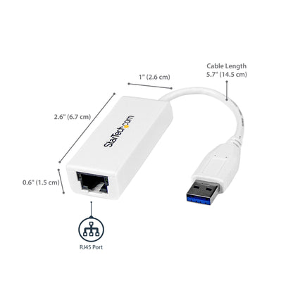 StarTech.com USB 3.0 to Gigabit Ethernet Network Adapter, 10/100/1000 Mbps, USB to