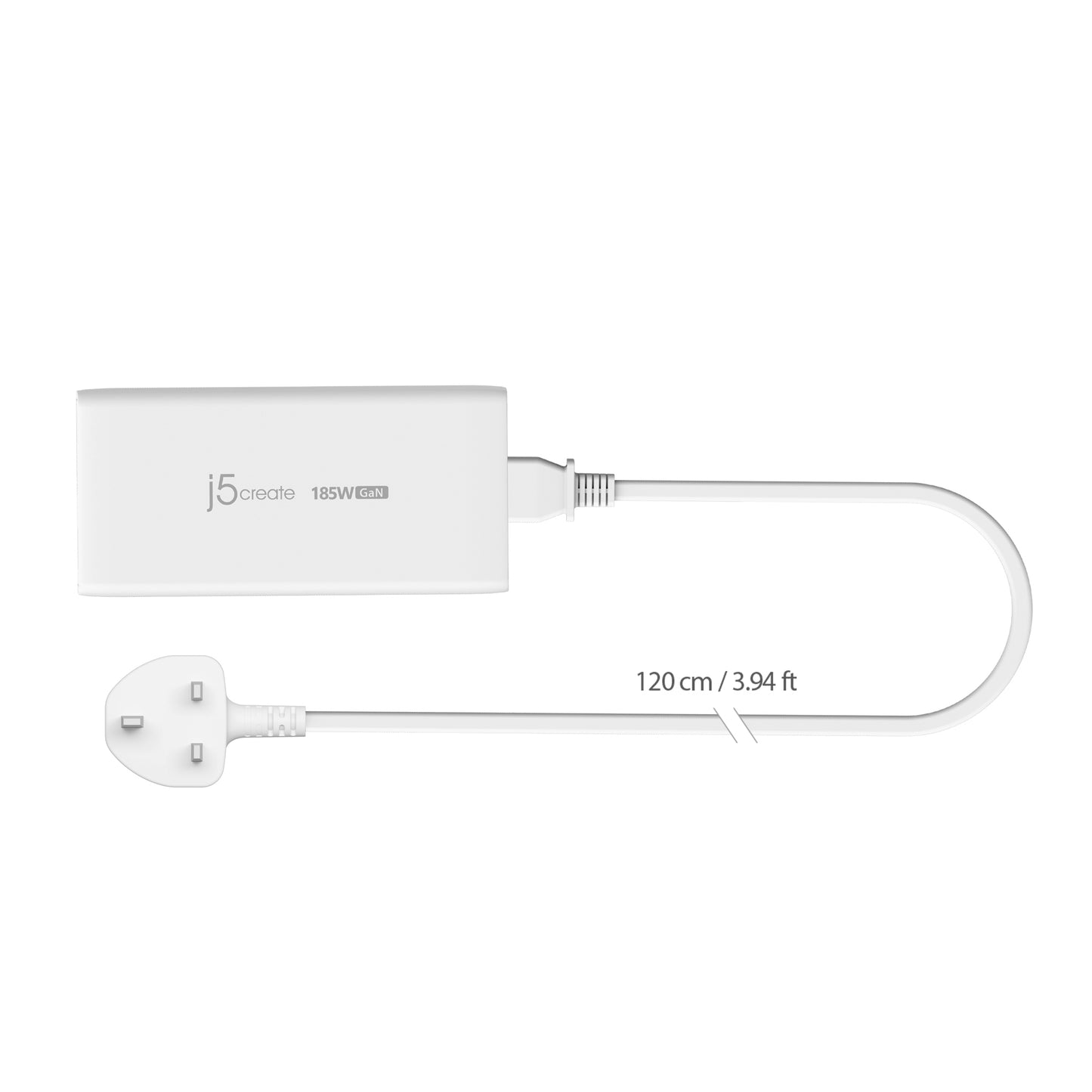 j5create JUP37185W 185W GaN PD 3.1 USB-C® 3-Port Charger-UK, Black