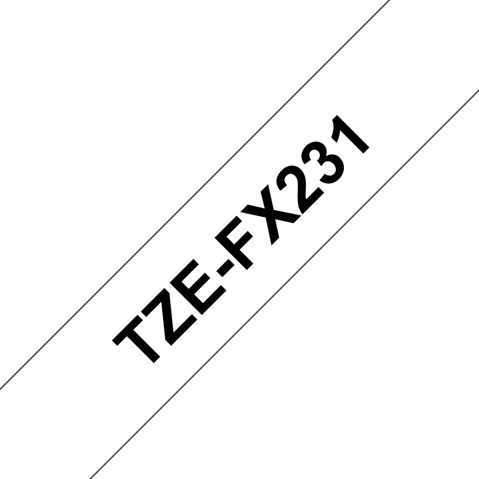 Brother TZE-FX231 DirectLabel black on white Laminat 12mm x 8m for Brother P-Touch Labels