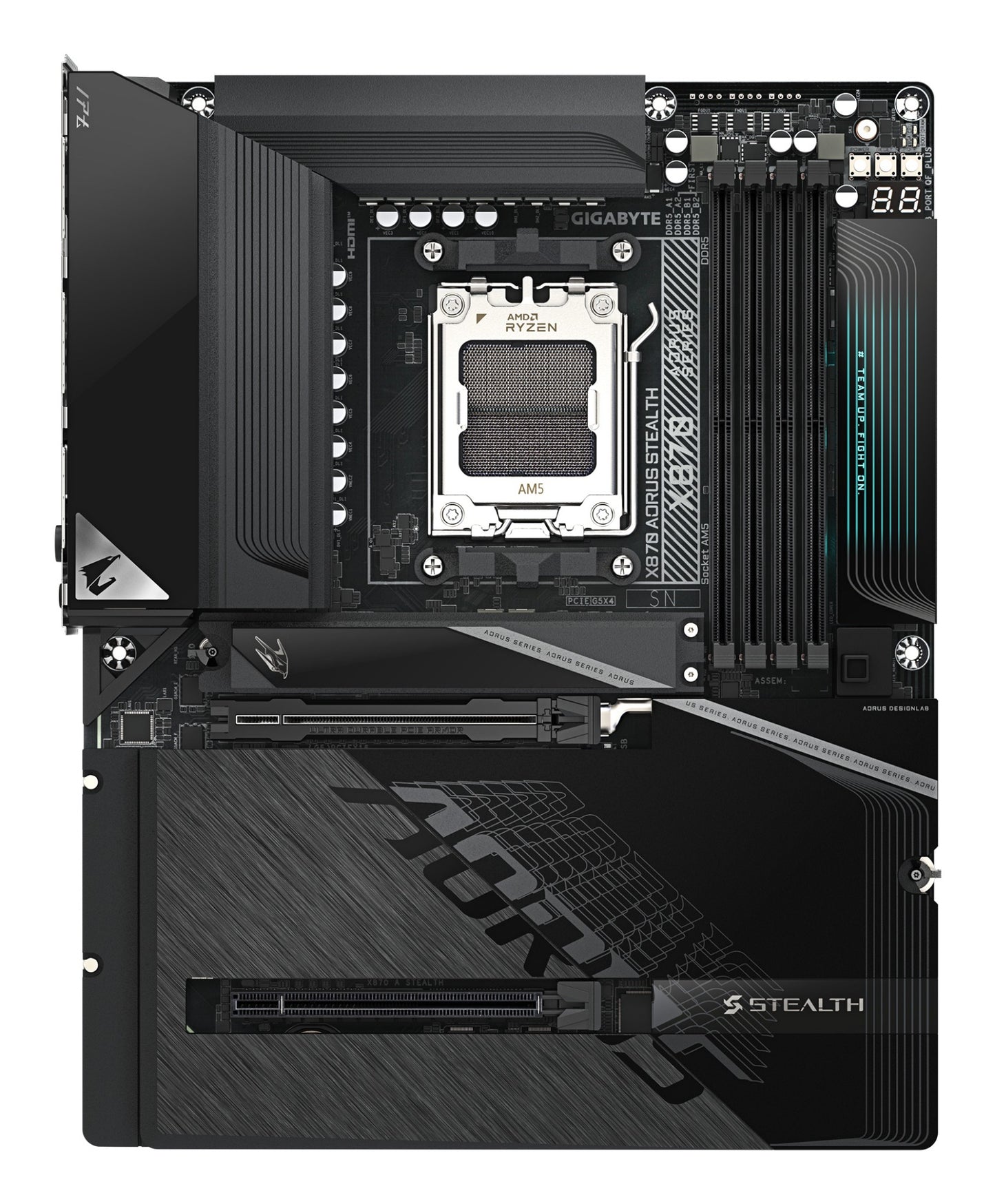 Gigabyte X870 AORUS STEALTH Motherboard - Supports AMD Ryzen 9000 CPUs, 16+2+2