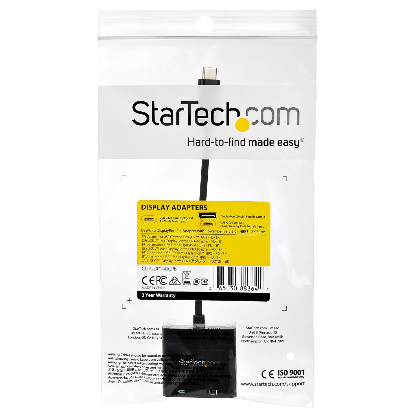 StarTech.com USB C to DisplayPort Adapter with Power Delivery - 8K 60Hz /4K 120Hz Hub