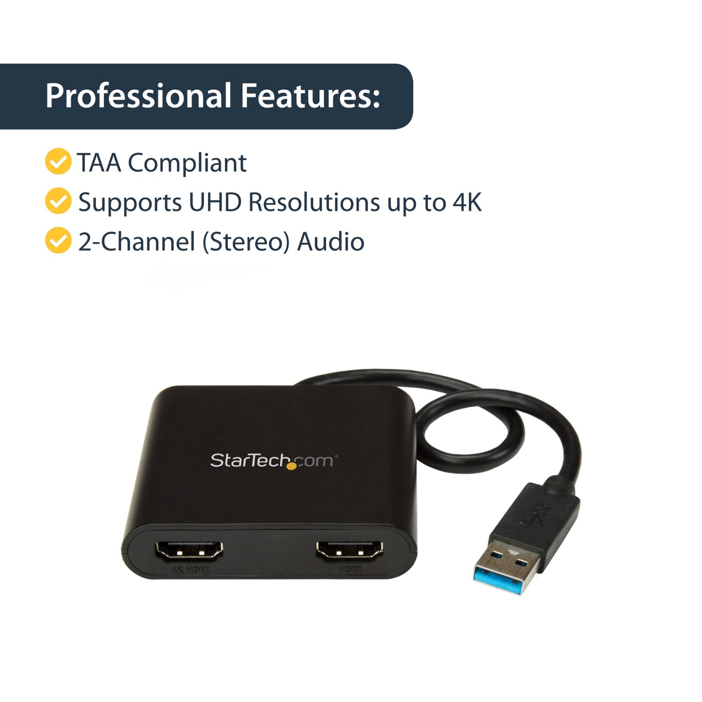 StarTech.com USB 3.0 to Dual HDMI Adapter, USB to 2x HDMI Monitor Converter for Hub
