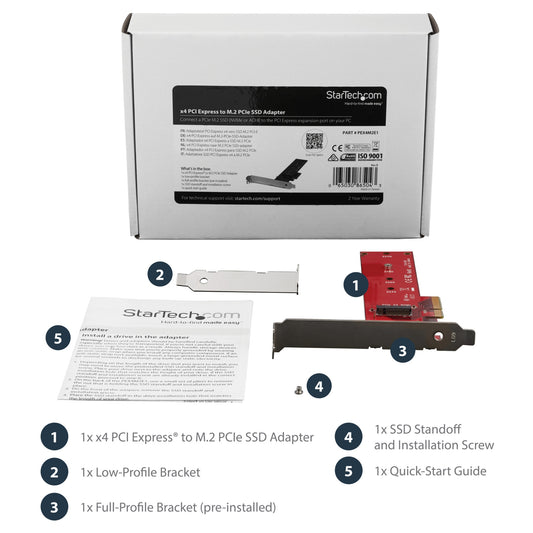 StarTech.com x4 PCI Express 3.0 to M.2 PCIe NVMe SSD Adapter - TAA Hub