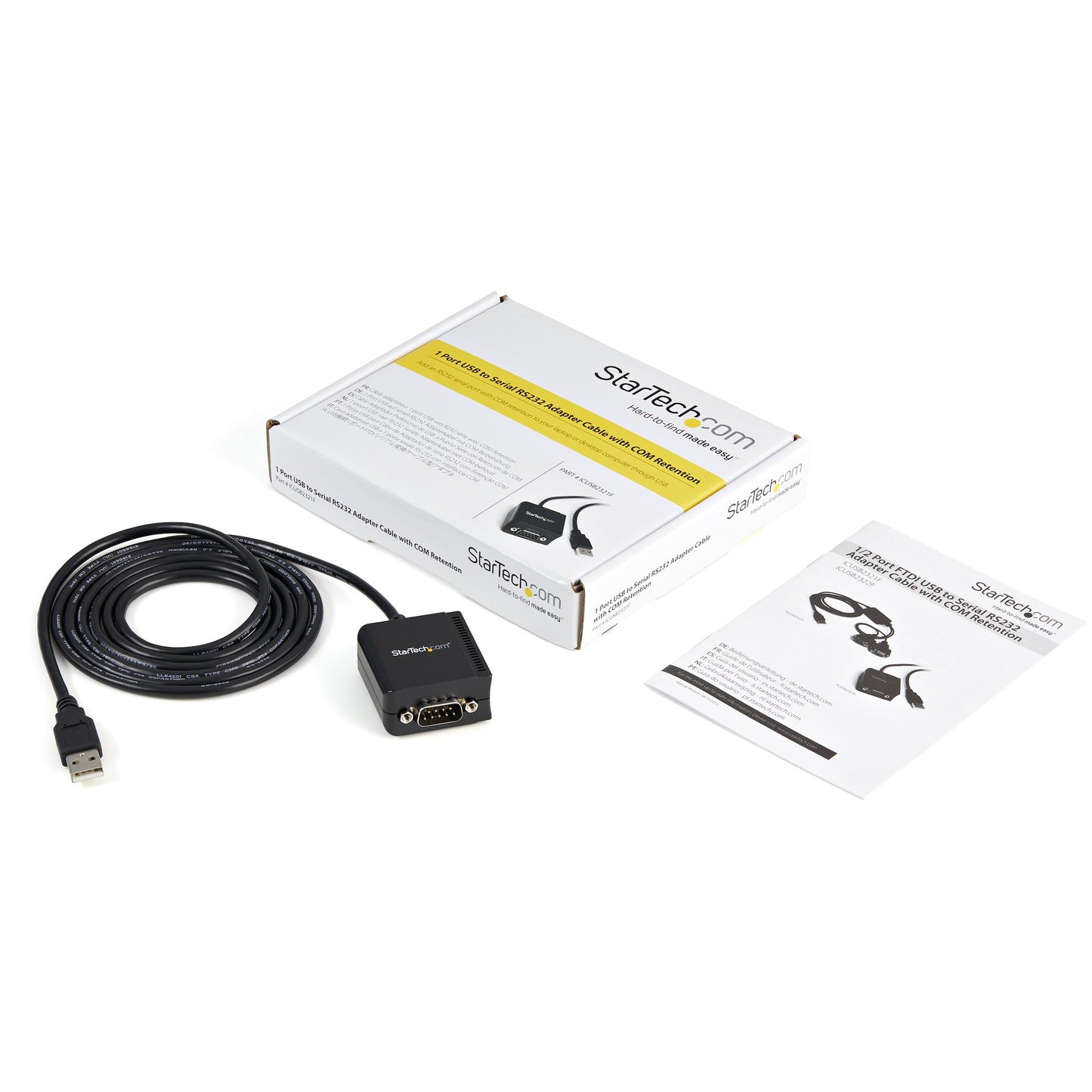 StarTech.com 6ft (1.8m) 1-Port FTDI USB to Serial RS232 Adapter Cable with COM