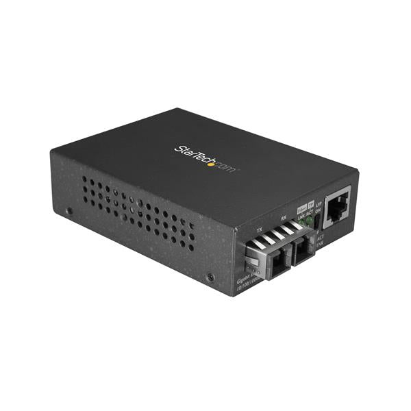 StarTech.com Multi-Mode (MM) SC Fiber Media Converter for 10/100/1000 Networks, Standalone Gigabit Ethernet to SC Fiber Converter, 850nm, 550m - TAA Networking