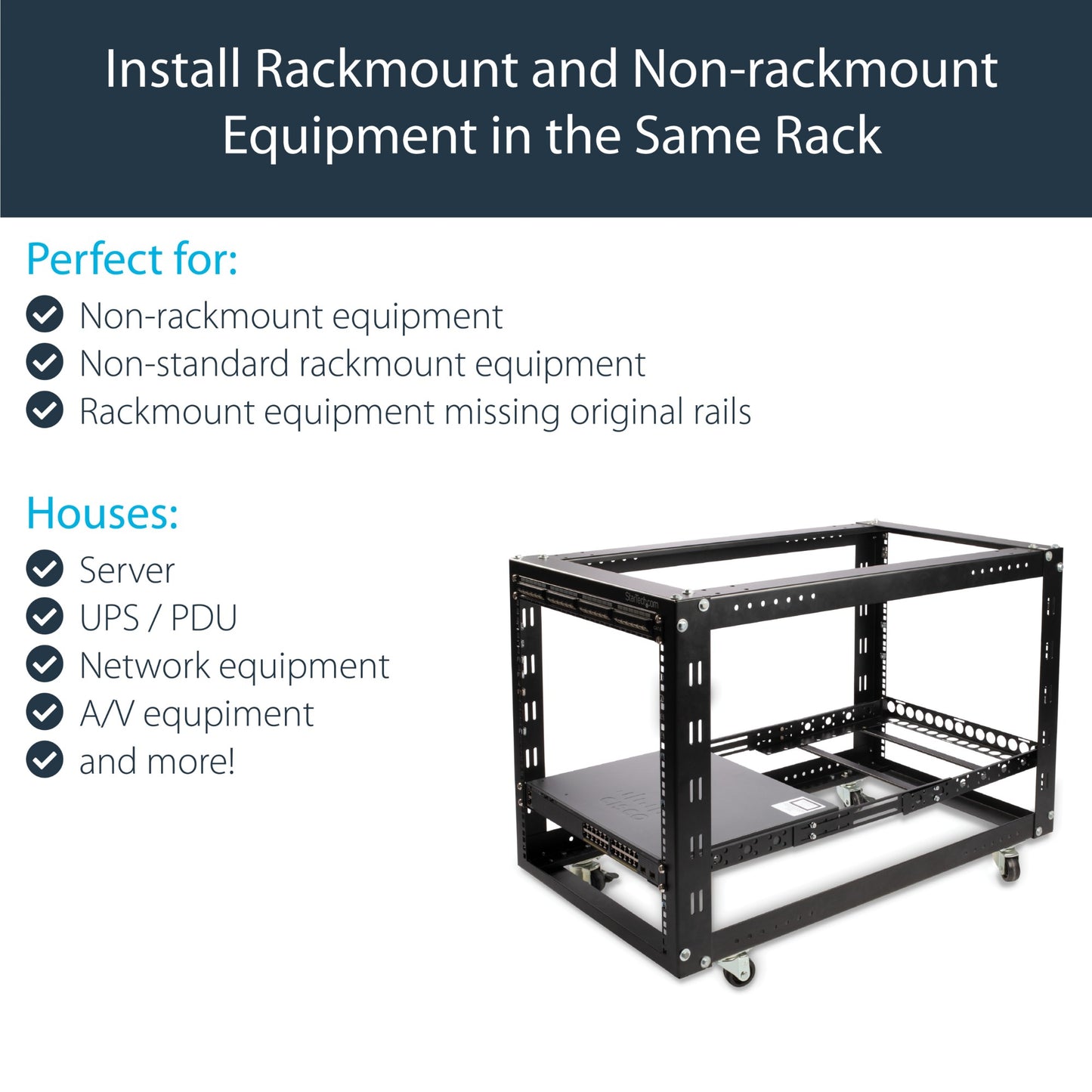 StarTech.com 1U Universal Server Rack Rails, Adjustable Depth Server Mounting Rails