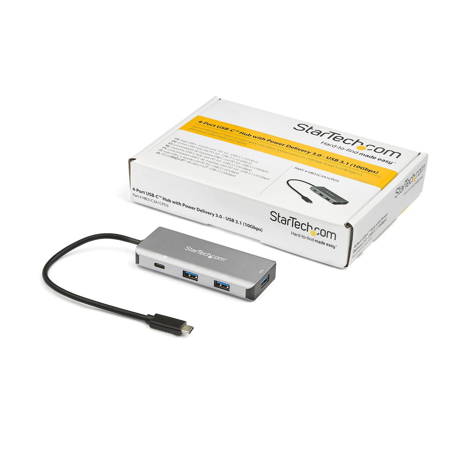 StarTech.com 4 Port USB C Hub (10Gbps) to 3x USB-A & 1x USB-C - 100W Power Delivery