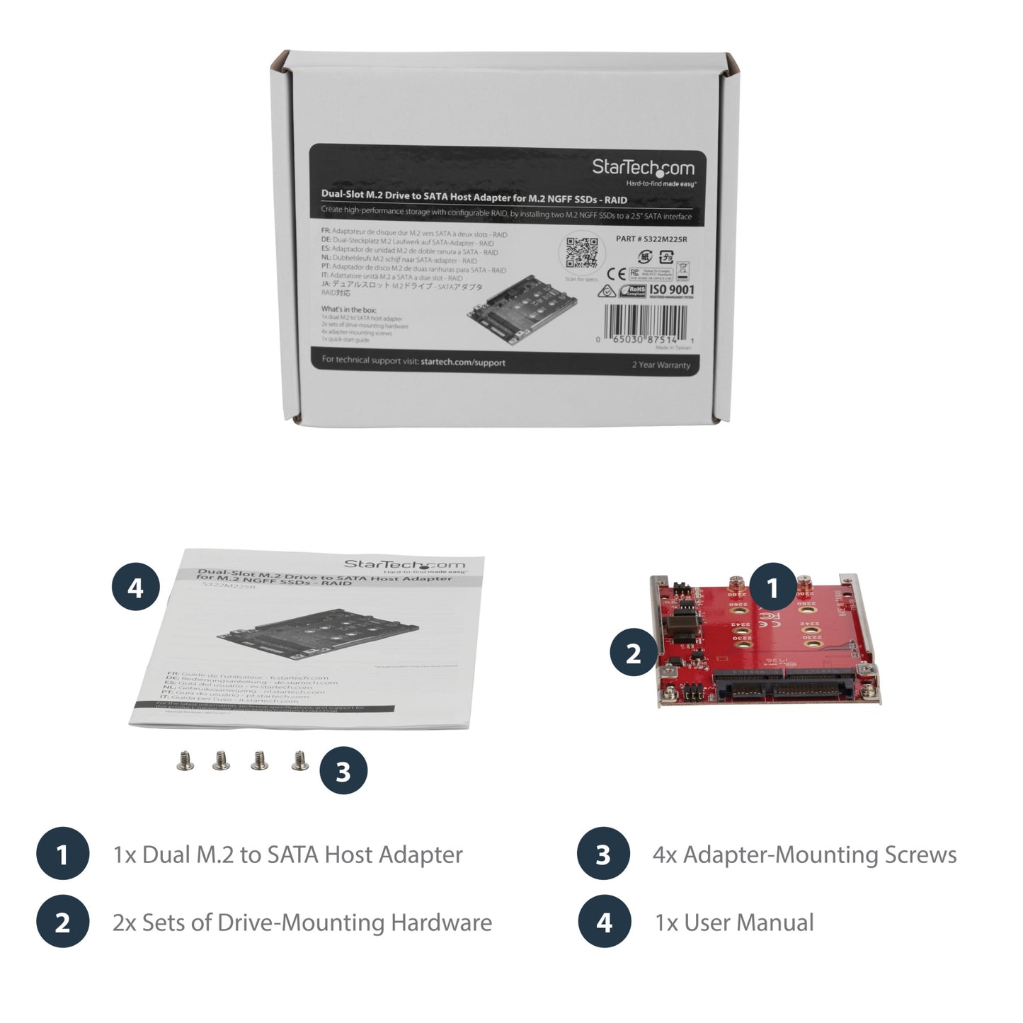 StarTech.com M.2 to SATA Adapter for M.2 SATA SSDs, Dual Slot M2 Drive Host Hub