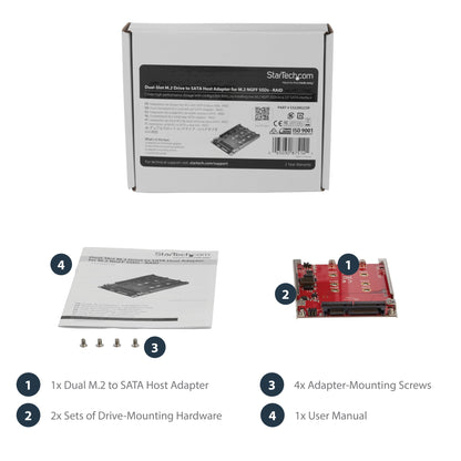 StarTech.com M.2 to SATA Adapter for M.2 SATA SSDs, Dual Slot M2 Drive Host Hub