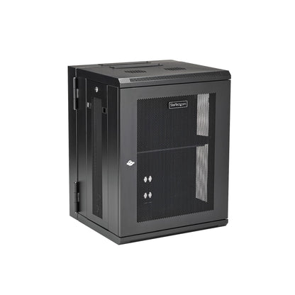 StarTech.com 4-Post 15U Wall Mount Network Cabinet with 1U Shelf, 19" Hinged Rack