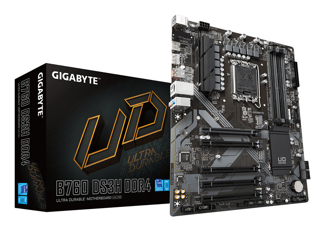 Gigabyte B760 DS3H DDR4 Motherboard - Supports Intel Core 14th CPUs, 18+2+1 Phases