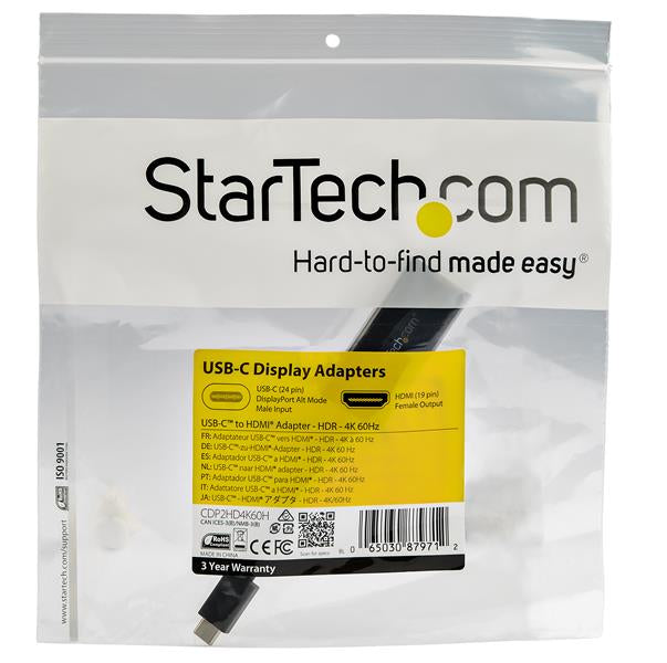 StarTech.com USB C to HDMI Adapter - 4K 60Hz Video, HDR10 - USB-C to HDMI 2.0b Hub