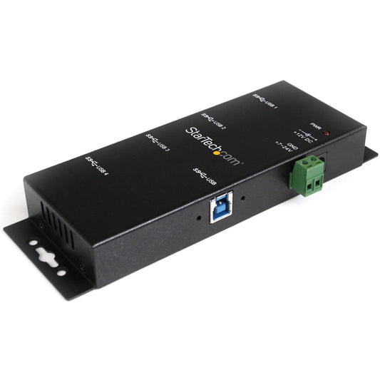 StarTech.com 4-Port USB 3.0 Hub - 5Gbps - Metal Industrial USB-A Hub - Wall or Desk